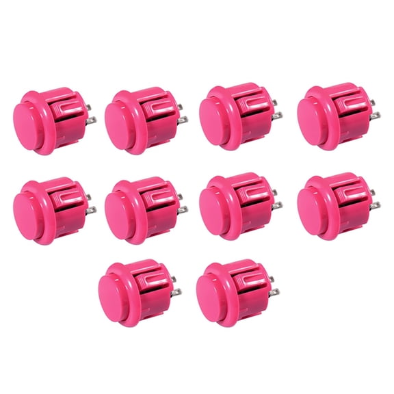 10 Pcs Arcade Buttons 24Mm Responsive Arcade Buttons for Gaming Enthusiasts Pink