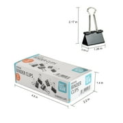 Pen+Gear Medium Metal Binder Clips, Black, 12 Count