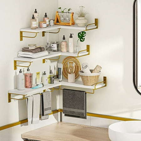 Wall Shelves With Gold Brackets, White Floating Shelves Kitchen