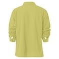 thumbnail image 5 of Qwertyu Cotton Linen Shirts for Men Long Sleeve Button Down Shirts Summer Beach Shirts Loose Fit Casual Shirts Vacation Tops Yellow L, 5 of 6