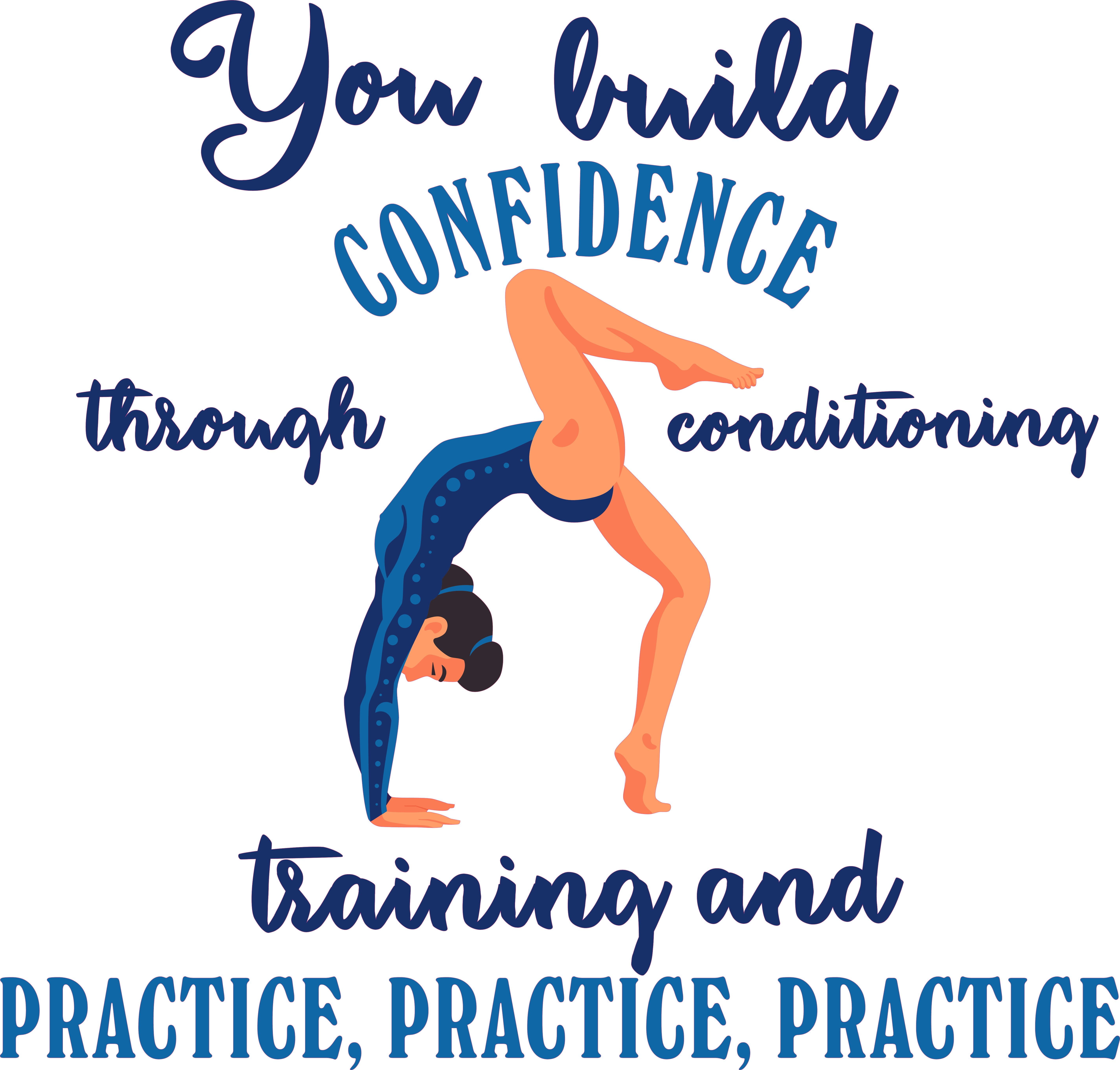 Removable Bedroom Living Room Gymnast Decor Inspirational Gymnastics Quotes  Vinyl Home Wall Design Sticker 22" x 28" - You Build Confidence Through  Conditioning Training And Practice Practice Practice - Walmart.com
