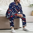 thumbnail image 7 of Fotbe Red White Blue Fireworks 1 Pattern Long Sleeve Pajama Set for Men,Sleepwear Set,2-piece Loungewear Set,Soft PJs Comfy Nightwear with Pockets-Large, 7 of 7