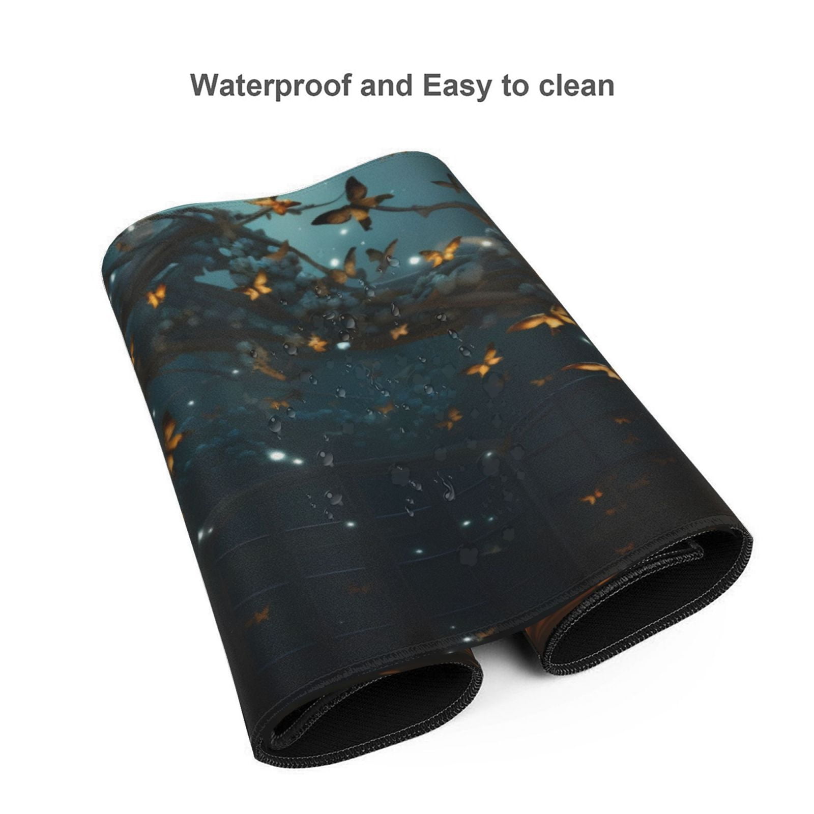 Xecao Magical Library Butterfly Night Print Large Mouse Pad, 16x35.5in Mousepad, Professional Non-Slip Rubber Base Big Mouse Pad, Mouse Pad for Gaming & Office Full Desk Mouse Pad
