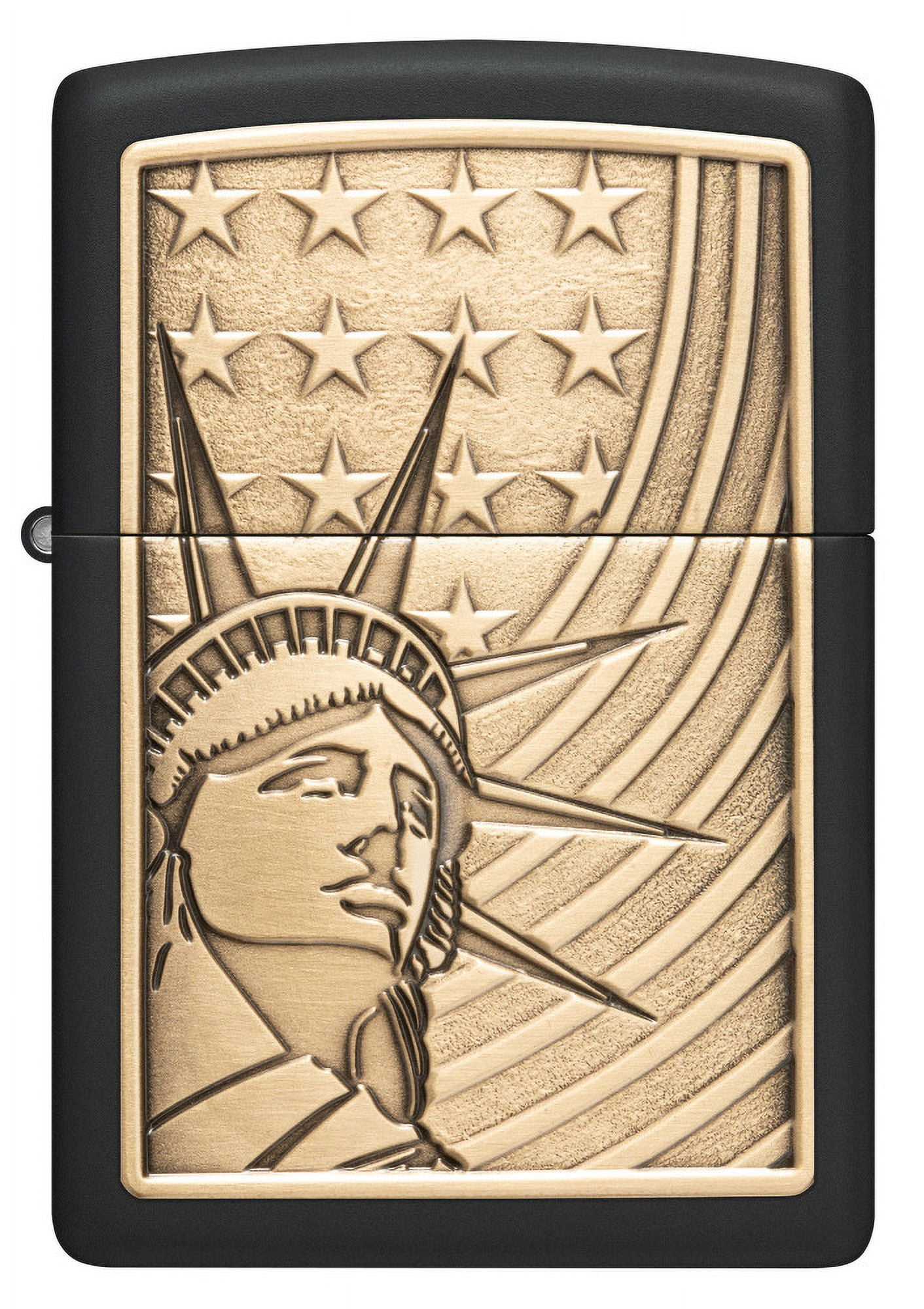 Zippo Lady Liberty Emblem Black Matte Pocket Lighter