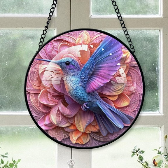 Customized Hummingbird Suncatcher Stained Glass, Hummingbird Gifts for Women for Window Hanging, Hummingbird American Glass Hanging RVjJB0