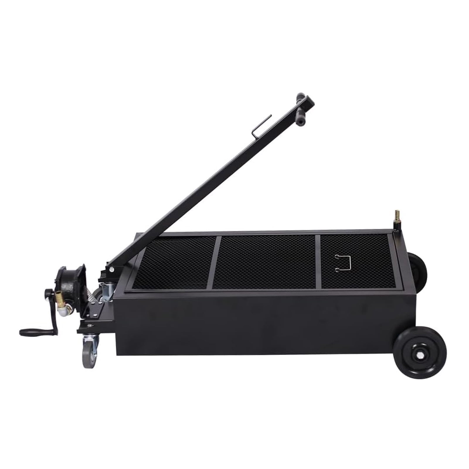 25 Gallon - Low Profile Oil Drain Pan, Oil Drain Pan with Manual Pump - Folding Handle, Heavy-Duty Mobile Oil Drain Tank with Locking Wheels & Filter Screen for Easy Truck, SUV Oil Changes