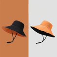 thumbnail image 6 of CoCopeaunts Reversible Bucket Hat for Women Summer Wide Brim Sun Shade Outdoor Casual Solid Men Fisherman Hat with Chin Strap, 6 of 8