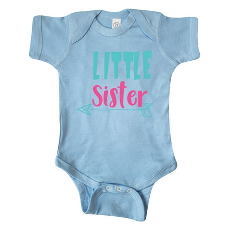 

Inktastic Little Sister Younger Sister Arrow - Blue Pink Gift Baby Girl Bodysuit