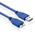 thumbnail image 3 of USB 3.0 Cable - Micro-B to Type A (15 FT) Type A-Male to Micro B Male Adapter Converter Extension Gold Plated SuperSpeed USB Connector Port Plug Wire Cord - Blue, 3 of 4