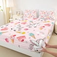 thumbnail image 4 of Metsweet Cartoon Unicorn Bed Sheets 4-Piece, Ice Cream Dessert Full Size Sheets,1 Fitted Sheet, 1 Flat Sheet and 2 Pillowcases, 4 of 5