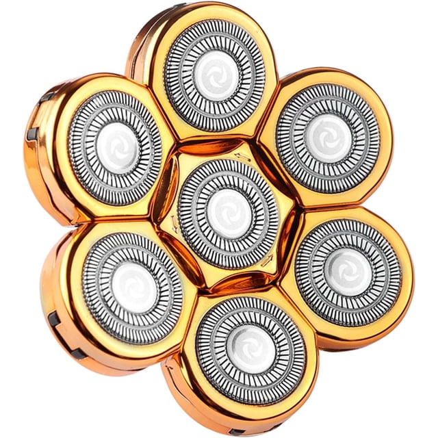 Têtes de Remplacement pour Rasoirs Électriques pour Hommes, 7 Lames, Têtes de Rasoir Rotatives Flottantes 7D, Lame de Rasoir à Barbe, Têtes de Coupe Électriques, Or