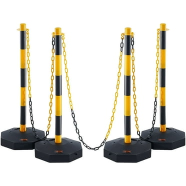 SKYSHALO 4PCs Traffic Delineator Post Cones with Fillable Base 8FT Chain Adjustable