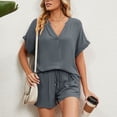 thumbnail image 4 of LSLJS Tops Débardeurs pour Femmes Mode Couleur Unie Col en V Confortable T-shirt en Vrac Blouse Décontractée, 4 of 8