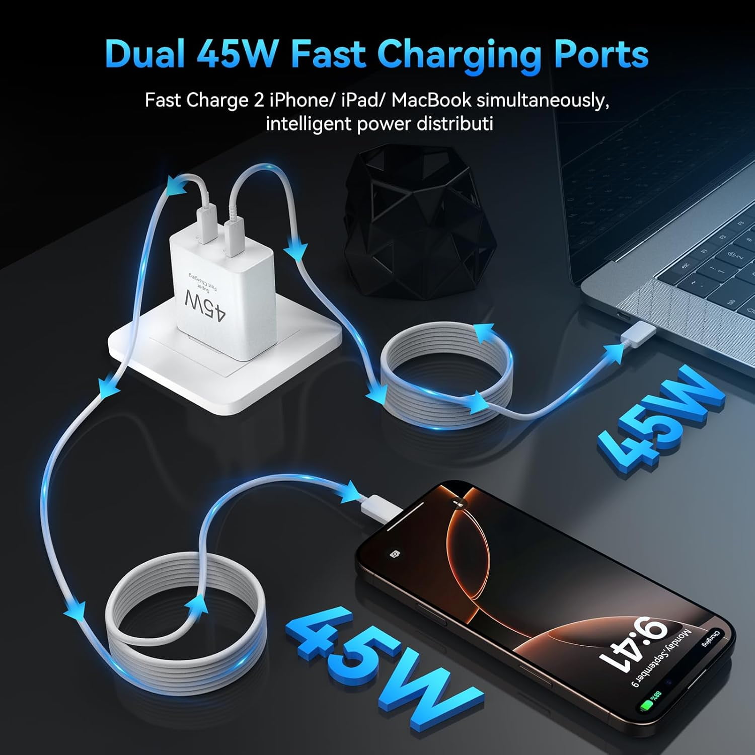 i Phone 17 16 15 Charger Fast Charging, 2 Pack 45W Dual USB C Fast Phone Charger Block with 3/6/10/10FT Type C Cable Cord Compatible with iPhone 17/17 Pro/17 Pro Max/16 Plus/15 Case