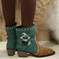 thumbnail image 4 of Mepaouo Women's Cowboy Boots Suede Cowgirl Western Short Booties Vintage Winter Slip on Dress Boot, 4 of 8