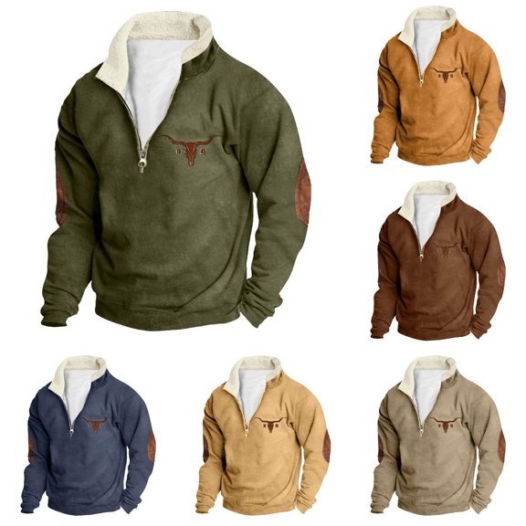 SONXAHE Men's Half Zip Graphic Pullover Collar Outdoor Fall Sweatshirt