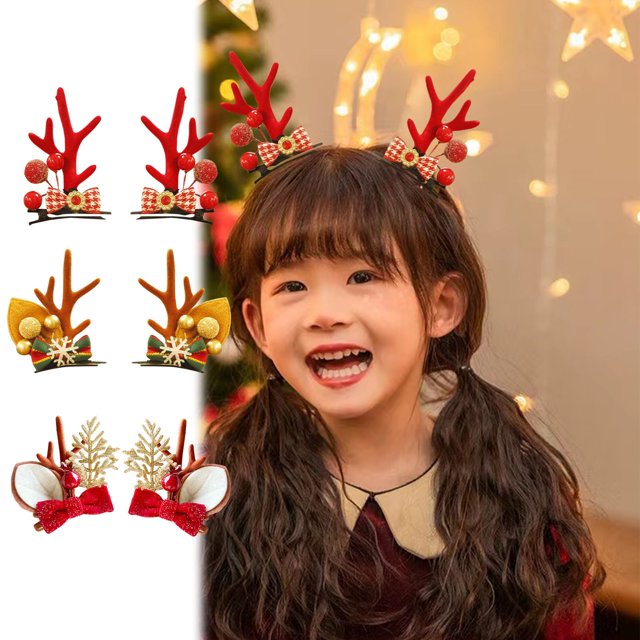 Ganfancp 1 Pares Navidad Horquilla Antler Hair Clips Accesorios para El Cabello Fiesta Navidad Mujeres Niñas