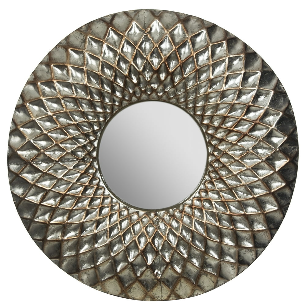 Hammered Lattice Round Metal Wall Mirror 11"x11" by Gallery Solutions