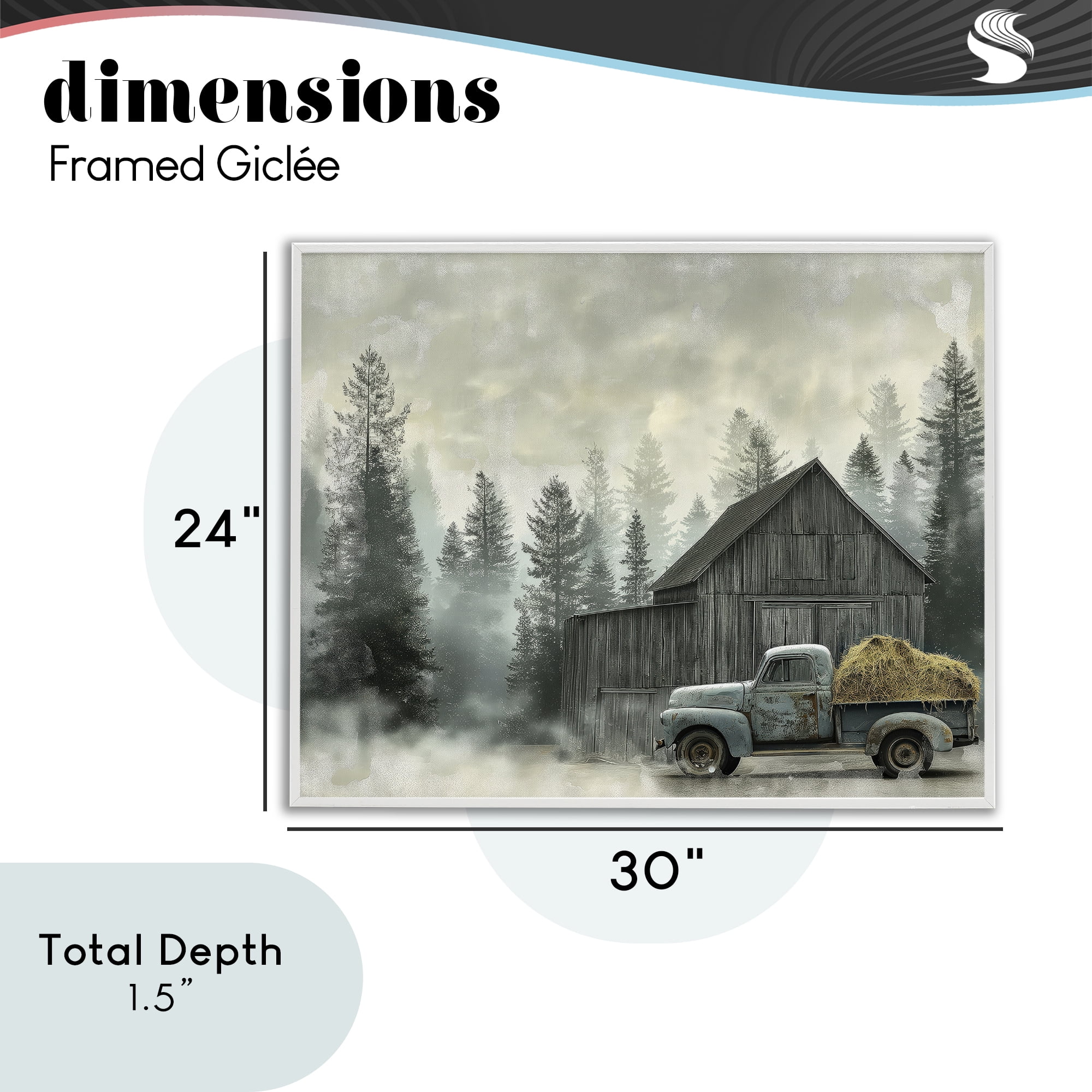 Stupell Industries Vintage Pickup at Misty Barn White Framed Giclee Art, design by Imagine It Images