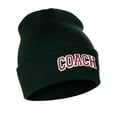 thumbnail image 2 of I&W Sports Team Coach Arch Letters Winter Knit Cuffed Beanie Hat, Dk Green Beanie White Red, 2 of 2