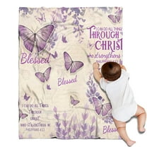 Beige Butterfly Text Pattern Blanket,Comfortable Soft Flannel Throw Blanket,All Season,Warm Lightweight Blankets for Sofa Bed Couch Living Room Chair,30"x40"