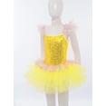 thumbnail image 3 of Miutii Kids Girls Sequins Ruffled Sleeve Modern Jazz Latin Ballet Tutu Dress Ballroom Performance Dancewear Yellow 7-8, 3 of 4