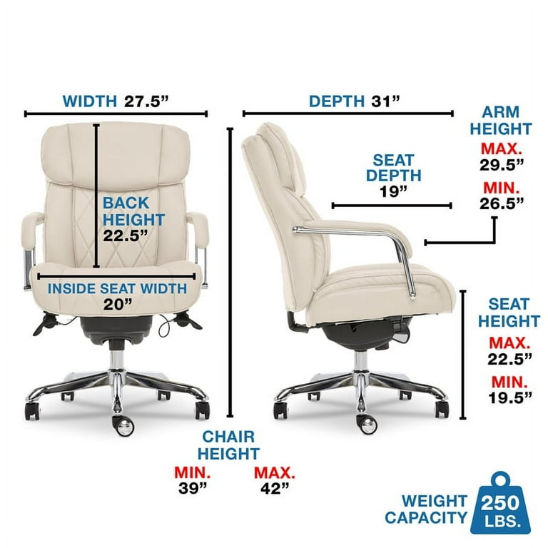 La Z Boy Sutherland Office Chair with Padded Arms Light Ivory