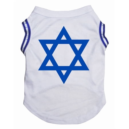Petitebelle Star Hanukkah Puppy Dog Shirt (White/Flag X-Small)