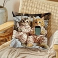 thumbnail image 1 of Funda de almohada con estampado de gatos, 45 x 45 cm, decorativa, de tela suave con cremallera oculta, para sofá y cama, decoración del hogar, de poliéster., 1 of 6