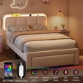 thumbnail image 6 of Virans Twin Size Velvet Upholstered Bed Frame with Headboard & Storage Drawers,Princess Platform Bed Frame with Charging Station & LED,No Box Spring Needed,Beige, 6 of 9