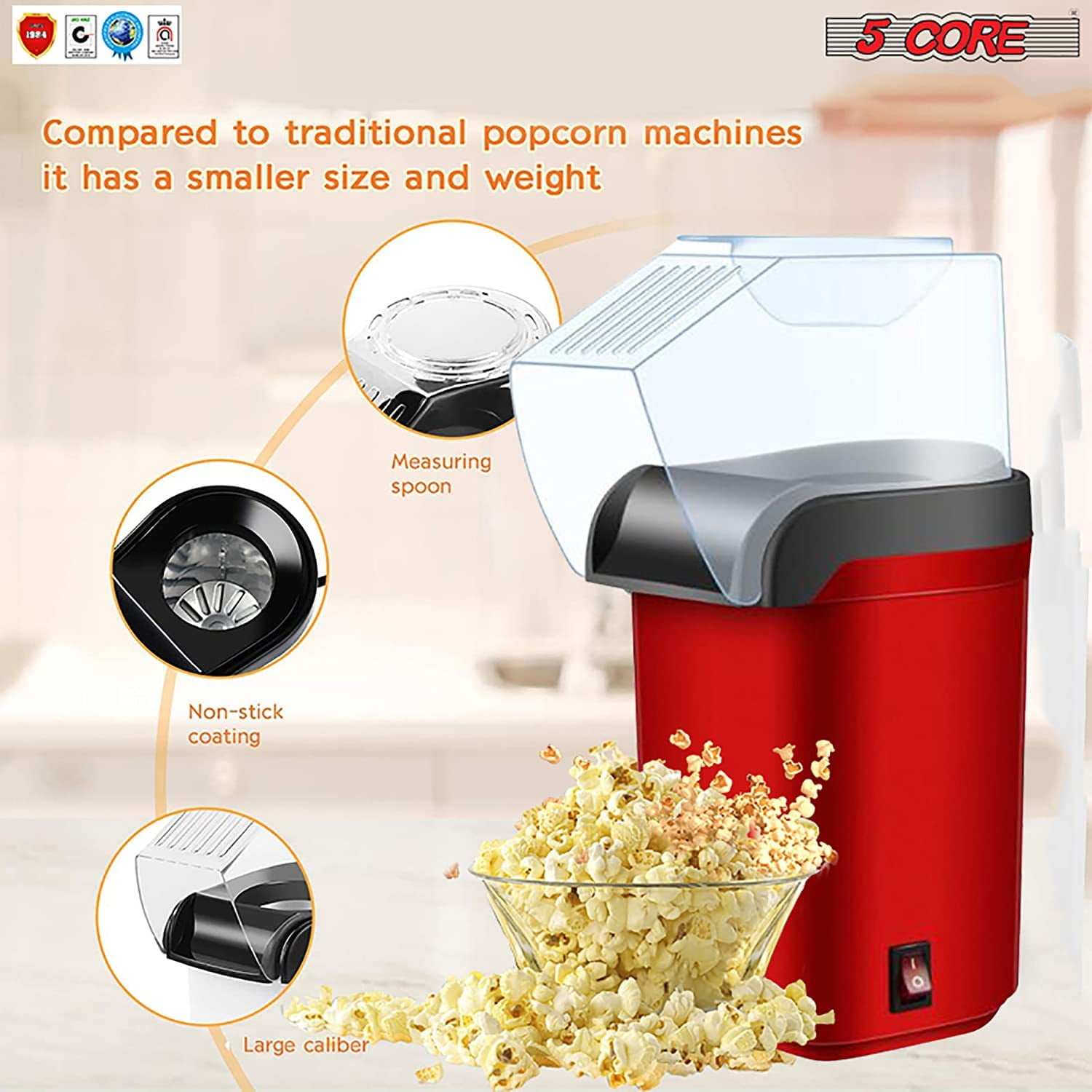 Hot Air Popper,Electric Popcorn Maker Machine With 1200W,Healthy Delicious  Snack For Kid Adult Great For Parties - AliExpress