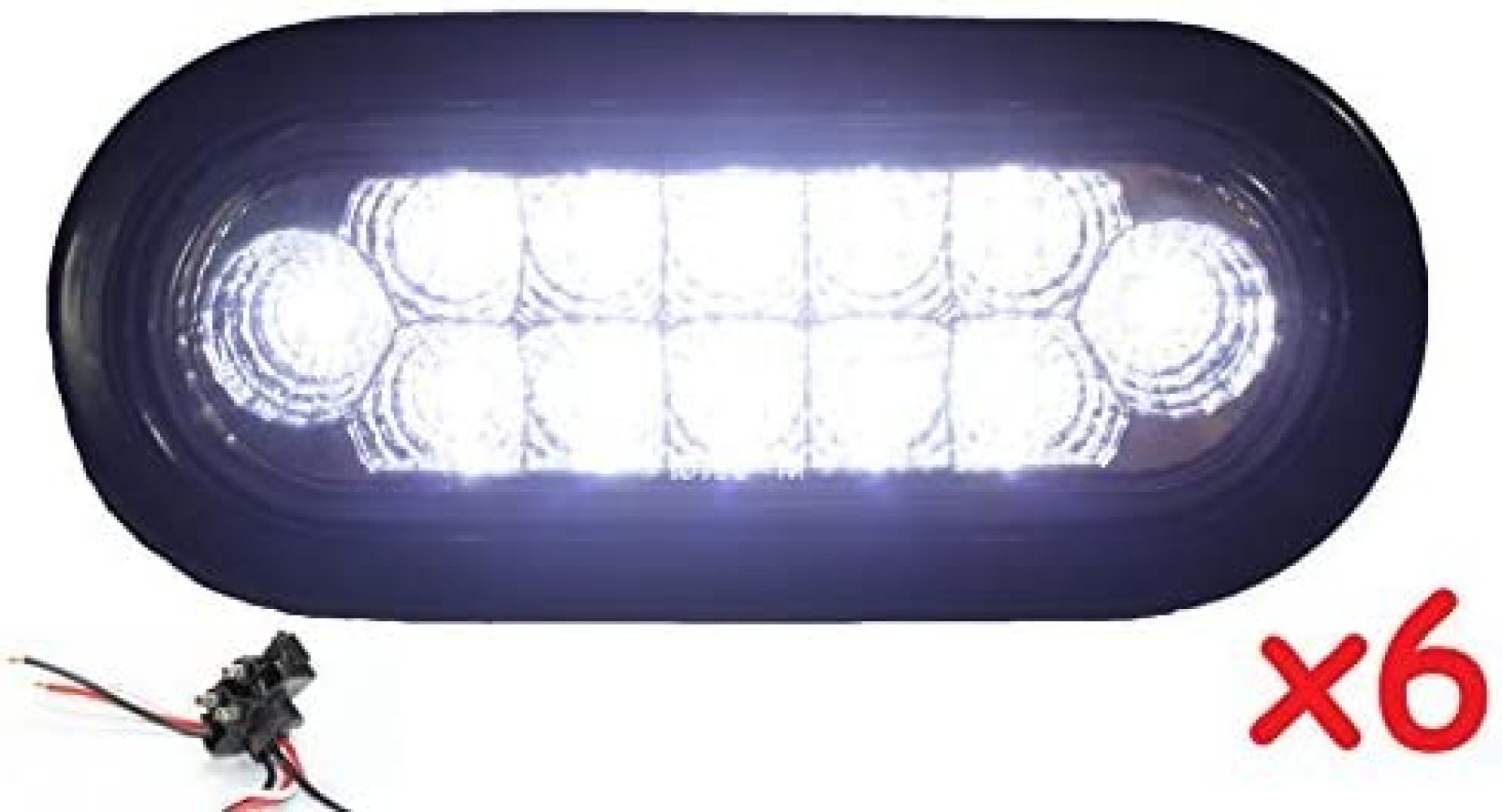 6 Clear 6" Oval Sealed 12 DIODE LED BACKUP REVERSE FOG WHITE Light Kit