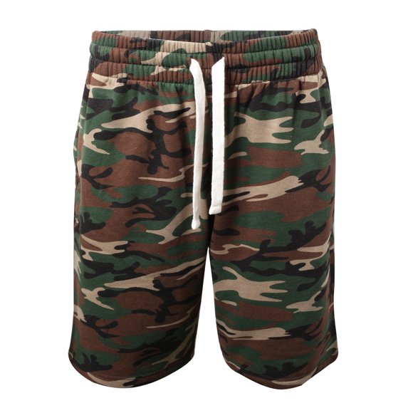 PROGO USA Men’s Shorts – Classic Fleece Workout Shorts - Men Shorts Casual with Elastic Waist (Forest Camo, Small)