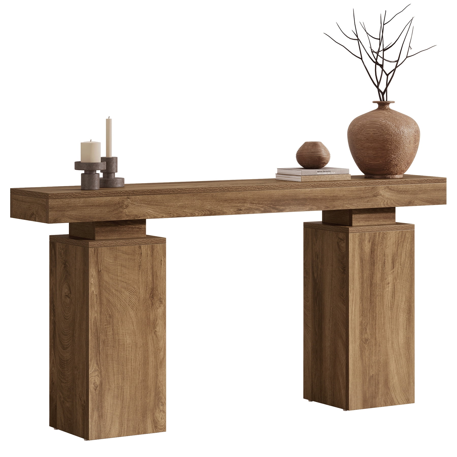 Fnova 63" Farmhouse Console Table, Long Wood Entryway Table for Foyer, Easy Assembly, Hallway Accent Furniture Behind Couch, Living Room Decor Stand