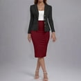 thumbnail image 2 of Women's 2 Piece Suit Skirt Set Business Casual Long Sleeve Blazer and Pencil Skirt Suits Work Office Outfits Dressy Elegant Blazer Jackets Matching Sets Work Midi Skirt Suit, 2 of 5