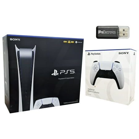 Sony Playstation 5 Digital Version (Sony PS5 Digital) with Extra DualSense Wireless Controller and Micro SD Card USB Adapter Bundle