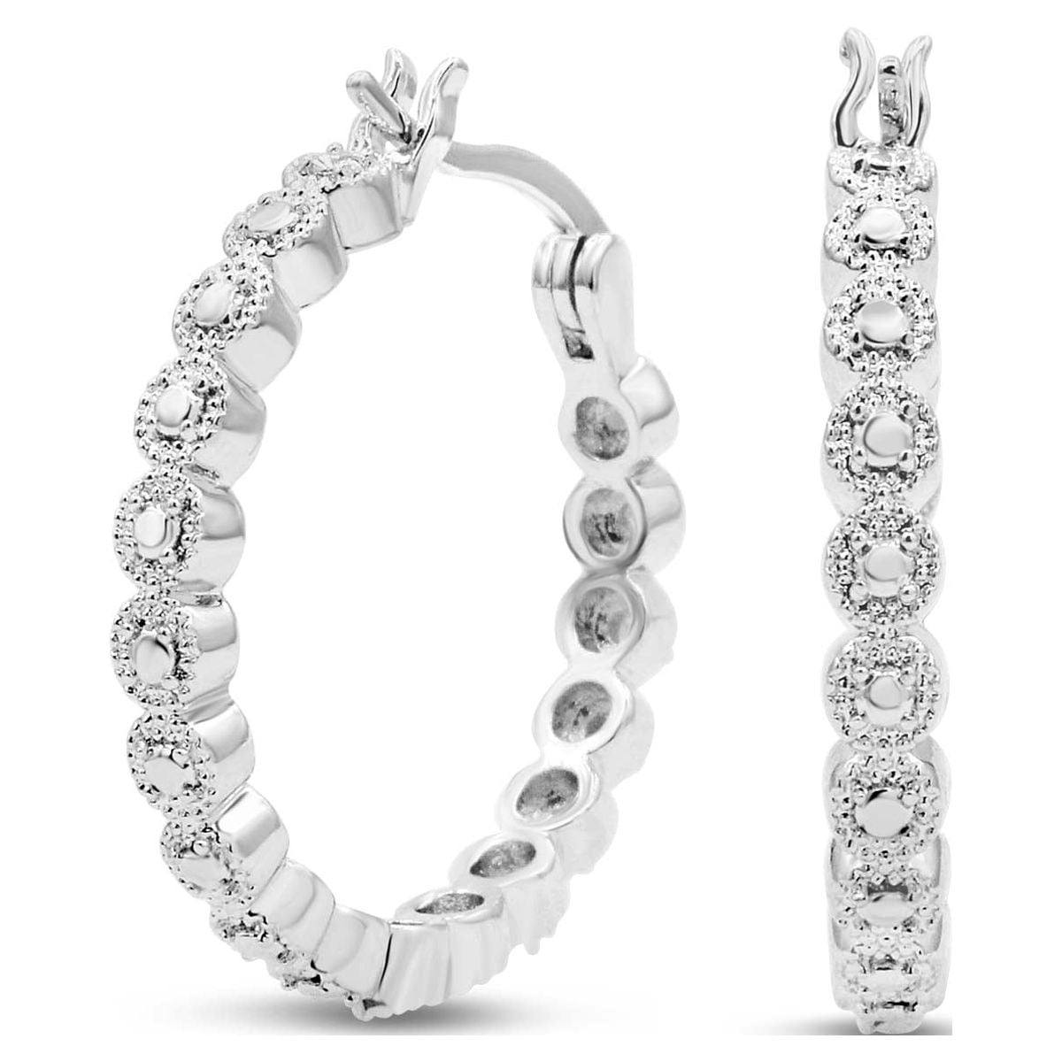 SuperJeweler 1/4 Carat Diamond Hoop Earrings, 3/4 Inch For Women