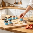 thumbnail image 6 of 9-Piece Mini Cookie Cutter Set - Stainless Steel Small Sandwich Cutters with Dinosaur, Heart, Star, Flower, Round Shapes - 1.5-Inch Fruit and Vegetable Cutters for Lunch Bento Boxes, 6 of 6
