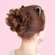 thumbnail image 5 of Peluca de moño rizado para mujer, aspecto elegante, suave, esponjoso, mate, rizado, ondulado, para citas, trabajo diario, castaño claro, 5 of 13