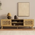 thumbnail image 5 of RoyalCraft 63'' Vintage TV Stand with Angled Legs, Wood TV Console with Basket Weave Wooden Door, Media Entertainment Center Table with Storage, Accent Console Table for Living Room, Bedroom, 5 of 9