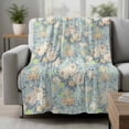 thumbnail image 2 of Blue Flowers Blanket Soft Cozy Warm Throw Blanket for Couch, Plush Fuzzy Flannel Fleece Blankets for Sofa, Romantic Farmhouse Botanical Floral Leaves Bed Blankets Lightweight Gifts for Women, 50"x60", 2 of 9
