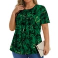 thumbnail image 2 of Fantaslook Dressy Blouses for Women Pleated Short Sleeve Tunic Tops Casual Floral Shirts, 2 of 8