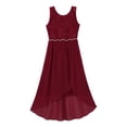 thumbnail image 2 of Aislor Little Girls High Low Lace Wedding Bridesmaid Pageant Party Chiffon Formal Dress 6-16 A Burgundy 16, 2 of 7