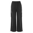 thumbnail image 4 of Womens Parachute Pants Wide Leg Drawstring Low Waist Side Striped Baggy Cargo Pants Casual Fashion Streetwear Joggers, 4 of 9