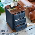 thumbnail image 6 of 18" Farmhouse Night Stand Set 2 with Charger Station, Blue 2 & 3 Drawers Wood Nightstand, Bedside End Table with Storage and Roman Column, Bed Side Tables Cabinet for Bedroom, Living Room, and Closet, 6 of 9