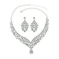 thumbnail image 6 of Eosunjian 1 Set Necklace Earrings Set Rhinestone Necklace Earrings Prom Wedding Party Bride Symmetric Dangle Earrings Formal Occasions Neck Jewelry Set Green, 6 of 13