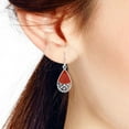 thumbnail image 5 of Victorian Teardrop Filigree Wave Red Coral Sterling Silver Dangle Earrings, 5 of 5