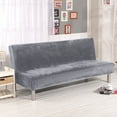 thumbnail image 2 of Eurhowing Velvet Futon Cover, Thick Plush Stretch Armless Sofa Bed Slipcover, Soft Couch Sofa Cover Futon Slipcover Furniture Protector with Elastic Bottom(Silver Gray), 2 of 7