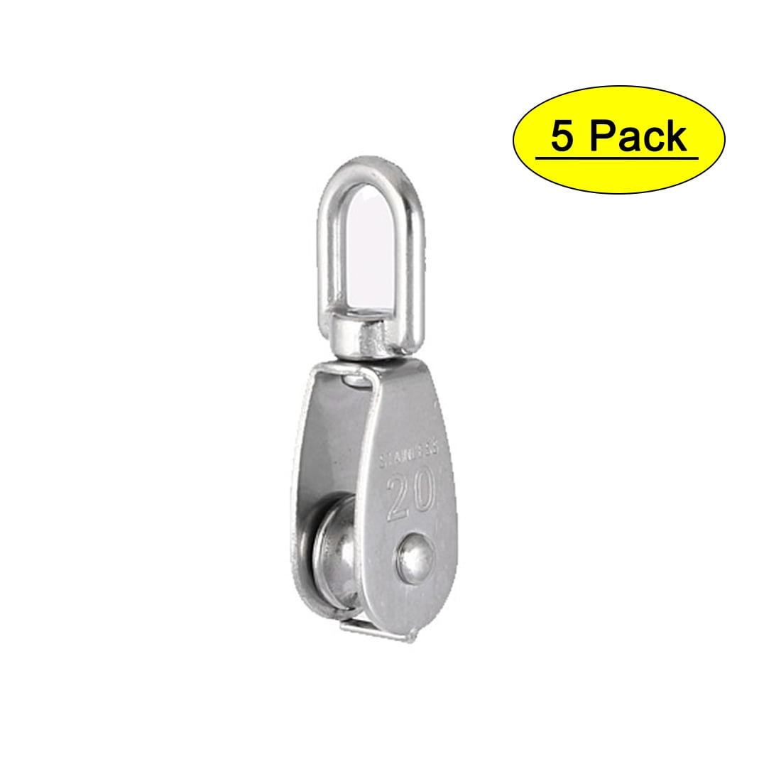 uxcell 5pcs M20 Lifting Crane Swivel Hook Single Pulley Block Hanging Wire Towing Wheel 304 Stainless Steel uxcell 5pcs M20 Lifting Crane Swivel Hook Single Pulley Block Hanging Wire Towing Wheel 304 Stainless Steel