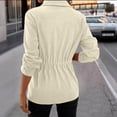 thumbnail image 4 of LWavelet Drawstring Waist Corduroy Utility Jacket with Multiple Pockets Women Trendy Fall Casual Loose Versatile Outerwear White 2XL, 4 of 4
